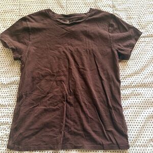 aerie Crewneck Short Sleeve Tee in Deep Brown